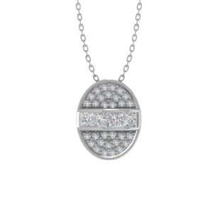 14k White Gold Lab Grown Diamond Fashion Pendant Necklace 18" Silver Chain - Picture 1 of 5