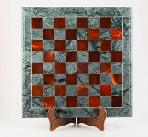 12" Verde Mármol Ajedrez Mesa Embutido Arte Handmade Collectibles - Imagen 1 de 4