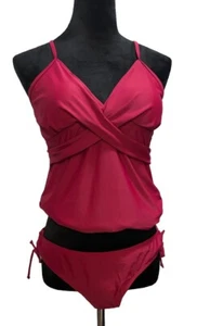 NWT Ziola Women Women's Maternity Tankini Swimsuit Maroon Adjustable Bottoms L - Picture 1 of 10