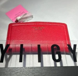 🐼💦 Kate Spade 🐼💦 Zip Slim Continental Leather Credit Card Wallet Red 🐼D7 *4 - Picture 1 of 5