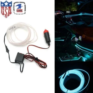2M LED Car Interior Atmosphere Glow EL Wire Neon Light Lamps String Strip Decal - Picture 1 of 12