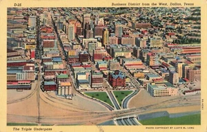 Postkarte TX Dallas Texas-c1938 Luftaufnahme-Geschäftsviertel-1941 stornieren B9 - Bild 1 von 2