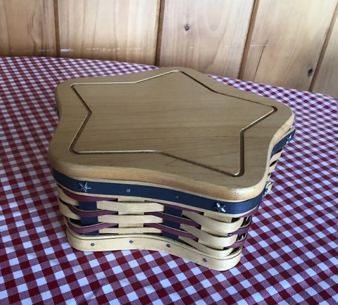 NEW Longaberger PROUDLY AMERICAN LITTLE STAR Basket Set w/ Liner, Protector, Lid Cover