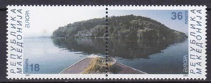 MACEDONIA #216 MNH (WATER) BOAT ON LAKE SE-TENANT PAIR - Picture 1 of 1