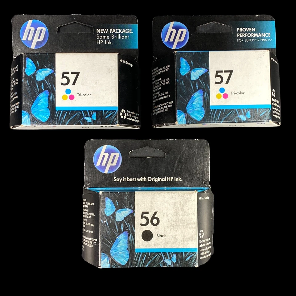 2 Full Set HP 56 57 Ink Cartridge Combo for HP7660 7755 Printer-OEM INK-Expired