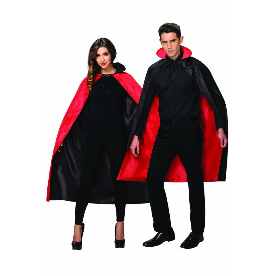 2 Adult Reversible Cape Halloween Vampire Cosplay Red Black Cloke Couple