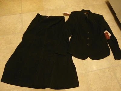 JM Collection Micro TELA SUAVE FALDA Y CHAQUETA NEGRA Talla 14 NUEVO CON ETIQUETAS Foto 1 de 3
