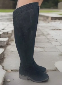 Vince Camuto Size 6.5 Karinda Over The Knee Boots Leather Black Tall Wide Calf - Picture 1 of 11