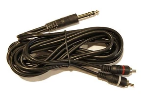 Cable de ruptura Y rojo parche blanco y parche en Y estéreo 10 ft TRS 1/4" 6,3 mm macho a 2 RCA - Imagen 1 de 2