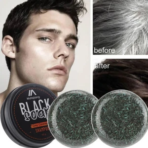 2PCS Hair Beard Darkening Shampoo Bar,Men's Grey Coverage Bar Shampoo Black Soap - Picture 1 of 13