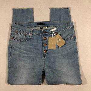 NEU J.Crew Damenjeans 32 9" hoher Bund Zahnstocher Knopfleiste K8310 roher Saum $ 90 - Bild 1 von 12