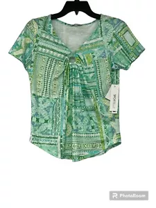 Sportelle Shirt Top Short Sleeve V-Neck Womens SP Green MSRP $38.00 - Picture 1 of 2