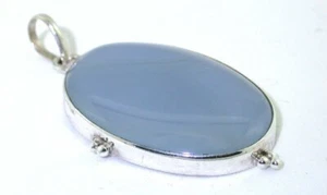 BLUE AGATE CABOCHON CAB STERLING SILVER CLOSEOUT GEMSTONE PENDANT CSP17 - Picture 1 of 3