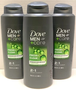 Dove Men +Care Fresh & Clean 2 In 1 Shampoo & Conditioner, 20.4oz, Lot of 3 - Picture 1 of 4