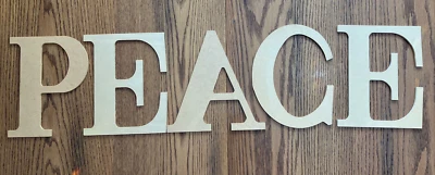 Big Wood Wooden Peace Tabletop Cutout Cutouts Letters 10" Inch Decoration Craft - Image 1 of 4