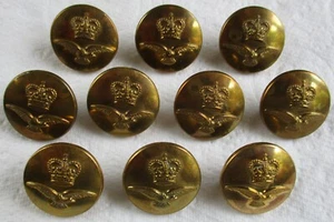 10x RAF:"ROYAL AIR FORCE OFFICER'S BRASS GREATCOAT BUTTONS"(23mm, 1950's, Gaunt) - Picture 1 of 4