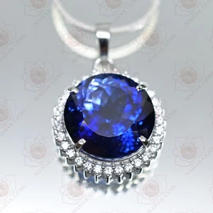 54 Ct Certified Blue Sapphire Pendant – Natural Gemstone in 925 Solid Silver - Picture 1 of 5