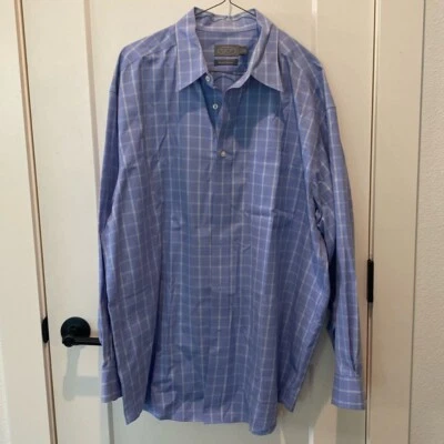 Camisa de vestir de manga larga para hombre Talbot’s.  17 1/2 34/35. cuadros azul claro Foto 1 de 4