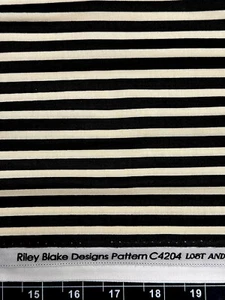 Tina SCRAP 9"x21" Stripe Lines Halloween Black Cream Bars Jail Cotton Fabric - Picture 1 of 1