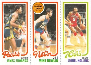 1980-81 Topps Basketball Lionel Hollins/Mike Newlin/James Edwards NM/MT 76ERS