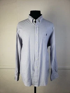 Ralph Lauren White Purple Pony Check Long Sleeve Button Up Shirt Mens 17.5 44 - Picture 1 of 7