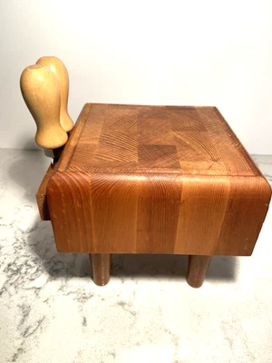 Vintage Mini End-Grain Wood Butcher Block Cheese Block w/ Cleaver Slot (6x6x6) - Image 1 of 4