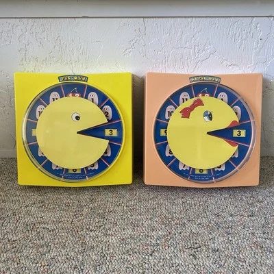 VTG Pac-Man and Ms. Pac-Man Wall Clocks Bally Midway 1980 Set of 2 TESTED, WORKS - Image 1 of 4