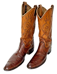 Dan Post Women's Cognac Teju Lizard Leather Western Cowboy Boots - US Size 8.5 - Picture 1 of 9
