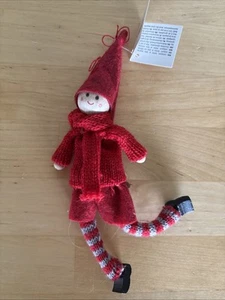 Flying Tiger Copenhagen Nisse Gnome Elf  Christmas Girl Red Gray Ornament 8” - Picture 1 of 7