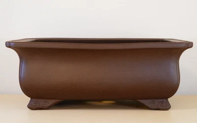 Japanese Bonsai Pot Tokoname KEIZAN 13.7"(34.9cm) Brown Unglazed Rectangle Y960 - image 1 of 4