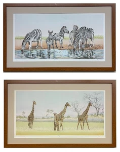 Mary Ann Lis "Giraffe" & "The Herd" PAIR of Signed