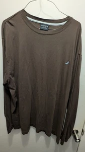 Nautica Men’s Long Sleeve Crewneck T-Shirt – Brown, Classic Fit, Large - Picture 1 of 6