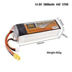 4S 14.8V 5000mAh 45C XT60 Plug RC Lipo Battery for Remote Control Car Boat Drone - Picture 1 of 1