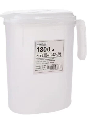 Plastic Pitcher With Lid & Spout for Cold Water Juice Jar Iced Tea Beer 1800ML - Image 1 of 3