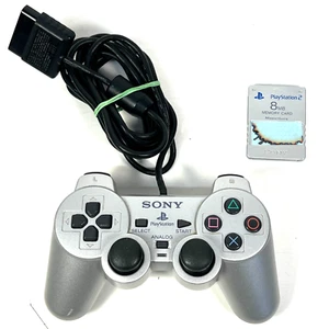 Manette PS2 Double Pack SCPH-10010 et carte mémoire Dualshock 2 - Argent Chrome - Photo 1/6