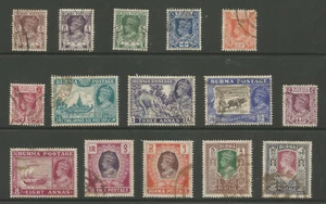 BURMA SG51-63 THE 1946 GVI SET OF 15 USED CAT £120 - Picture 1 of 2
