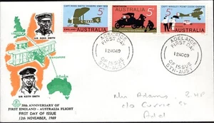 1969 Australia 50 aniversario primera tira de vuelo del Reino Unido de 3 Excelsior FDC, en muy buen estado - Imagen 1 de 1