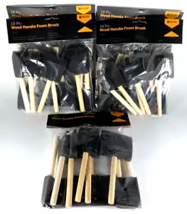 5ct Lot - 10 Count Craft Wood Handle Foam Brush Set - Includes 1", 2", 3", & 4" - Picture 1 of 5