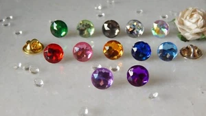 G/P  & S/P Tie Tack Pin/Cravat/Scarf/Lapel/Modesty Pin & 10mm  Resin Stones - Picture 1 of 25