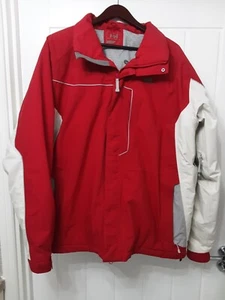 Helly hansen Mens waterproof Coat Size XL Detachable Hood Pit 26 Inches Red - Picture 1 of 5