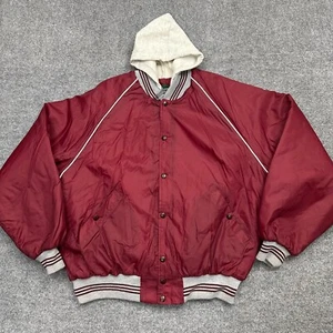 Vintage Bass Pro Shops Jacket Mens XL Red Quilted Bomber Hoodie Coat 90s USA - Picture 1 of 12