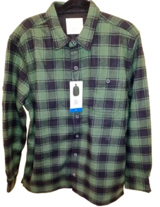 Weatherproof Jacket Shirt Mens Size L GREEN Luxe Flannel Collared Plaid - Picture 1 of 2