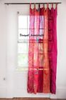 2 PC Sari Patchwork Curtain Drape Handmade Window Decor Silk Boho Curtain Panel