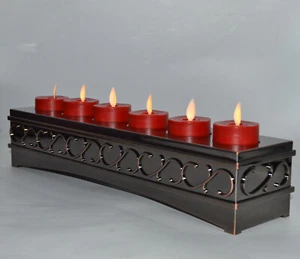 LUMINARA Flicker Flame Effect Led Tea Light Candle Unscented 6Pcs Red with Timer - Picture 1 of 3