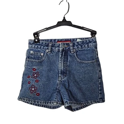 Union Bay Girls Floral Embroidered Denim Blue Jean Shorts Size 10 Y2K Boho Cute - Image 1 of 4