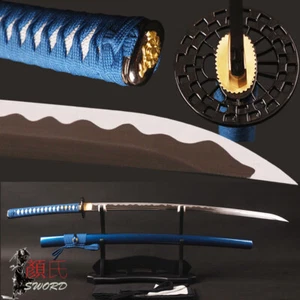 Elegant Blue Hero Sword Sharp Japanese Samurai Katana Unokubitsukuri Full Tang - Picture 1 of 12