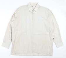MC Mens Beige Striped Cotton Button-Up Size 17 Collared
