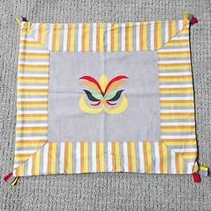 Ikea Akerkulla Pillow Cover 20X20 Scandanavian Folk Art Flower Gray Yellow - Picture 1 of 5