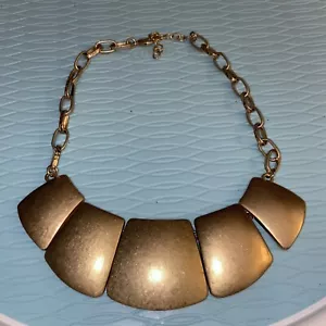 Vintage 90er Kenneth Jay Lane Halskette massiv Gladiator geometrisch matt gold - Bild 1 von 7