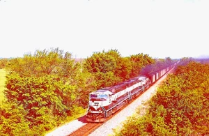 ORIGINAL KODACHROME SLIDE BURLINGTON NORTHERN SD-70MAC #9687 PRESCOTT KS 5/17/97 - Picture 1 of 1